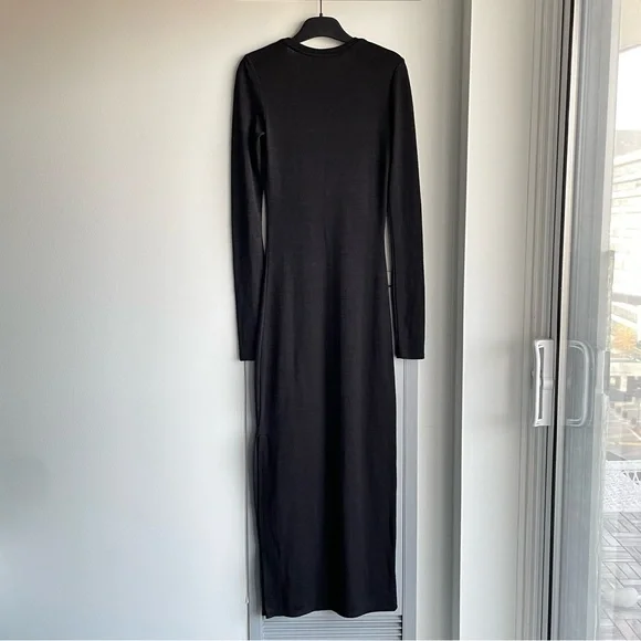 ARITZIA WILFRED FREE Elegant Black Long Sleeve Maxi Dress - Picture 4 of 8